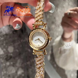 Montre à quartz de luxe pour femme de la marque H avec diamants, petit cadran créatif et bracelet, boîtier carré, montre à chaîne pour filles - Product Image 5