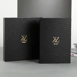 공장 맞춤형 350g & 375g 블랙 골판지 마그네틱 접이식 책 상자 선물 상자 마그네틱 클로저 블랙