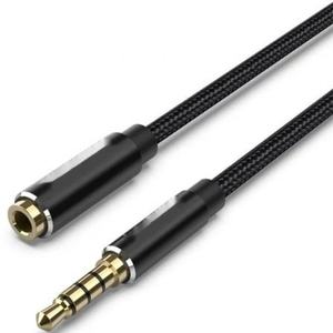 Cable estéreo de 50 cm de 3.5 mm macho a hembra, color negro - ideal para conectar dispositivos de audio y transmitir sonido. - Product Image 1
