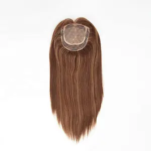 Best quality double drawn thick ends silk base hair pieces for white women