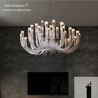 Luminaire suspendu pour hall d'hôtel de luxe postmoderne, éclairage LED intérieur pour KTV et bain de pieds, luminaire suspendu en verre transparent à 16 têtes