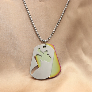 yunnique Stainless Steel <b>Dog</b> <b>Tag</b> Pendant With Cartoon Cutout Unisex Necklace Colorful Irregular Design 280639 - Product Image 1