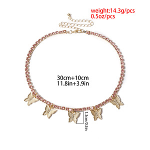 Fashion Butterfly <b>Choker</b> Necklace With Diamond Chain <b>Silver</b> Gold Color Party Jewelry Geometric Design Claw Setting - Product Image 5