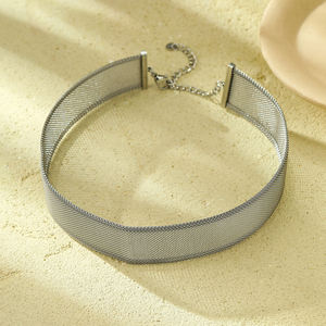 Summer Wide Statement Mesh Choker Necklace Women Fashion Stainless Steel Waterproof Snake Chain Chunky Jewelry - Product Image 4