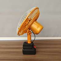 Ventilateurs à batterie au lithium en gros, ventilateur jaune de 12 pouces, fonction oscillante, fournisseur professionnel de ventilateurs rechargeables.