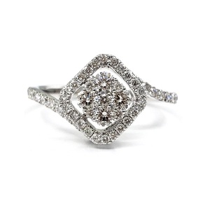 Fournisseur de Hong Kong Conception personnalisée Nouvel An Illusion 18k Or blanc massif VS SI Diamant Carré Cluster Anneaux pour Donna - Product Image 1