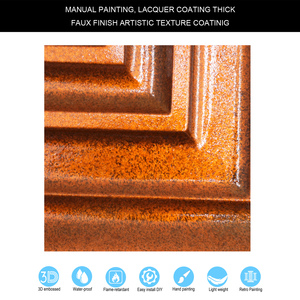 Pannelli per Soffitto in PVC Finitura Finto Stagno Impermeabili per Hotel, Pannelli Decorativi 3D Quadrati PL05 <span class=keywords><strong>Rame</strong></span> Antico - Product Image 3