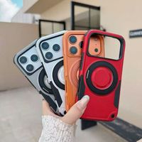 Coque de téléphone en élastomère thermoplastique au design mécanique Bundesliga pour 16/17 Pro Max avec support anneau et fixation magnétique