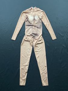 Justaucorps de danse sexy, couleur nue, cosplay, costume de scène, combinaison stretch et maigre à manches longues, combinaison une pièce pour femmes - Product Image 2