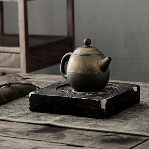 Service à thé Kung Fu en céramique vintage fait à la main de style japonais, petit appareil pour faire du thé, bouilloire individuelle, pot à thé doré - Product Image 6