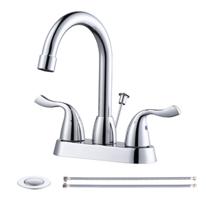 Lavabo de Acero Inoxidable con Válvula de Desagüe de Cerámica y Líneas de Suministro de Agua Doradas para Sala de Estar - Product Image 3