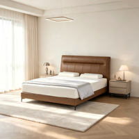 Modernes Komfortables Schwarzes Lederbett mit Stauraum, King/Queen-Size, Montierter Holzrahmen, Schlafzimmer V638, 1 Jahr Garantie