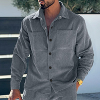 Cardigan Homme Hiver Coupe Slim Multi-Poches en Velours Côtelé Enduit Respirant Style Européen Tendance