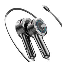 Chargeur de voiture rétractable Type-C 45W, adaptateur de charge rapide pour téléphone, câble USB-C intégré de 67 cm