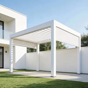 Customized Waterproof <strong>Wicker</strong> Frame Aluminum Pergola, Electric Louvered Design for Garden Leisure &amp; Outdoor Pavilion Use - Product Image 1