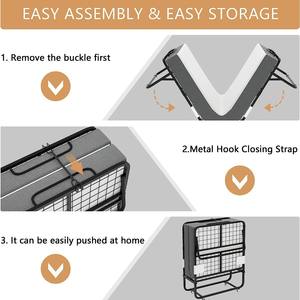 ミニマルメタル折りたたみベッドフレーム収納ポケット付き & <span class=keywords><strong>4</strong></span>キャスター付き簡単ポータブル発泡マットレス寝室用 - Product Image 3