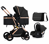 Système de poussette pliable 6 en 1 pour bébé avec sac à langer et siège auto pour bébé de 0 à 3 ans