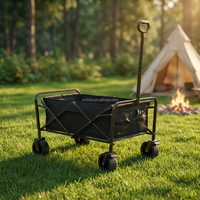 Chariot utilitaire pliable multifonctionnel de 300 lb de capacité, chariot de camping robuste pour l'extérieur avec roues tout-terrain et poignée réglable