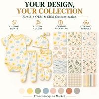Ensemble de layette d'été pour nouveau-né, 6 pièces, en coton biologique, antibactérien, respirant, avec bonnet, bavoir et moufles, unisexe, échantillon de 7 jours
