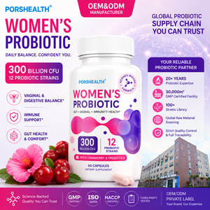 Capsules de probiotiques vaginaux pour femmes, prébiotiques |   Soutien de l'équilibre du pH grâce aux Lactobacillus 10-800 milliards d'UFC/g, flacons de 60 unités, certifié ISO - Product Image 1