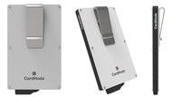 Porte-cartes de crédit anti-RFID à éjection automatique, porte-cartes de visite, pince à billets, pochette en aluminium, design fin et élégant