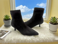 Bottines d'hiver pour femmes en cuir PU, talon fin 5-8 cm, chaussures à bout fermé, style tendance, faciles à enfiler