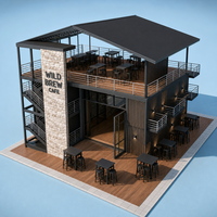 Mini-structure en acier préfabriquée pour café, bar, cantine, ou espace commercial modulaire en conteneur urbain