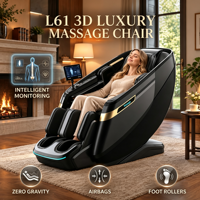 Nouvelle Arrivée Fauteuil de Massage 3D L61 avec Finition Dorée, Éclairage Ambiant LED, Cuir Premium pour Maison, Hôtel, SPA, Commande en Gros OEM ODM