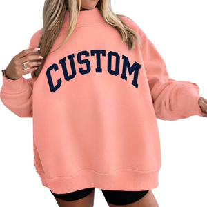 Sweat-shirt d'hiver surdimensionné à col roulé pour femme, en tissu polaire respirant, avec impression de lettres personnalisée, dernier design - Product Image 1