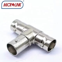 Accessoires CCTV - Connecteur coaxial RF à visser - Adaptateur BNC en T 3 voies - 1 femelle mâle vers 2 femelles