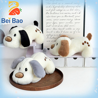 Peluche chien moelleux de 8 pouces, couché, avec broderie empreinte de patte, poupée chiot en peluche, CE CPC, en stock, pour machine à griffes et vente en gros