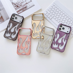 Coque de téléphone mobile électroplaquée effet flamme pour iPhone 17 16 15 14 Pro Max, avec maille respirante et dos mat ventilé - Product Image 3