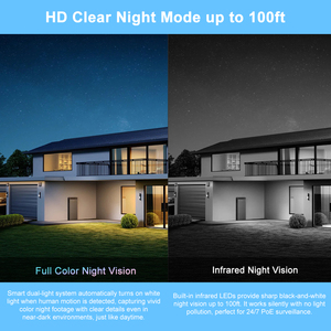 Caméra IP POE Ultra <span class=keywords><strong>HD</strong></span> 12MP, double éclairage, <span class=keywords><strong>vision</strong></span> nocturne couleur, 100 pieds, audio bidirectionnel, détection de visage par IA, caméra de surveillance extérieure - Product Image 6