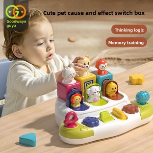 Jouet éducatif pour bébé en plastique et silicone, boîte à cachettes avec activités sensorielles et cube de relation cause-effet - Product Image 2