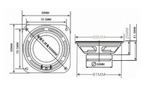 (35-035) Haut-parleur de milieu de gamme étanche de 3,5 pouces (88 mm) 15W/20W 4/8 Ohm avec cône en PET pour extérieur, audio marin et jardin