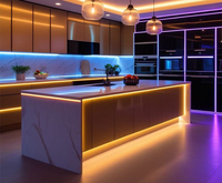 Comptoir de bar incurvé en forme de L en Corian avec éclairage LED pour centre commercial, bar à domicile, hôtel, design moderne