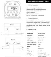 Temporizador Digital QJC de 5V 12V 24V 110V 220V, Programable Semanalmente para 7 Días, Relé de Tiempo con Batería Recargable Integrada