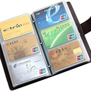 Tarjetero de Cuero Genuino Boshiho, Estilo Libreta, con Capacidad para 90 Tarjetas de Crédito, Tarjetas de Visita y de Identificación, con Cierre de Clip - Product Image 1