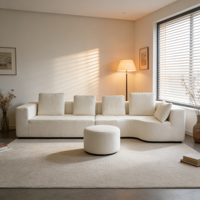 Canapé modulaire minimaliste en velours crème nuage, rembourré, pour la maison, le loisir et la détente