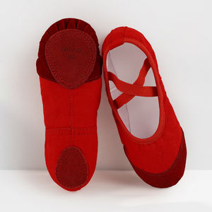 أحذية باليه للفتيات مصنوعة من الجلد الصديق للبشرة والقابل للتنفس، مع غطاء أصابع جلدي ونعل قماشي، أحذية تدريب للرقص الحديث بالجملة - Product Image 6