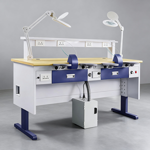 โต๊ะเหล็กรีดเย็นทนทานโต๊ะทันตกรรมทนทานสำหรับห้องปฏิบัติการทันตกรรมแบบ2คนสถานี - Product Image 5