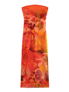 GX9373 Boutique Summer Sexy Bodycon <strong>Dye</strong> Tie Dresses <strong>Clothes</strong> Women Tight Casual Elegant Mesh Tube Pleated Long Dress With Lining - Product Image 2