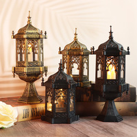 Lampe de table hexagonale marocaine en plastique avec bougies LED, lanterne portable faite à la main, suspension pour décoration de festival au Moyen-Orient
