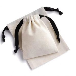 Jiamao Custom Logo Dust Bag White Cotton Canvas <b>Mini</b> Muslin Drawstring Bag Small Gift Jewelry Pouch - Product Image 4
