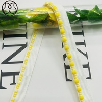 Ruban de dentelle en coton tricoté personnalisé en gros, avec logo imprimé, pompon coloré et boule moelleuse, pour couture