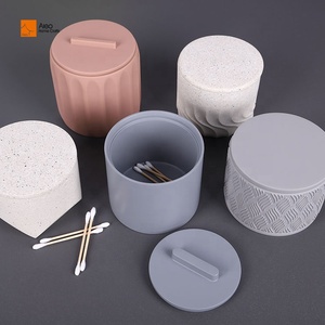Caja de Algodón de Poliresina Ecológica de Lujo a Precio de Fábrica, con Partículas Pequeñas de Terrazo, Tapa Fácil de Limpiar, para Hisopos de Maquillaje, Coleteros, Sales de Baño - Product Image 6