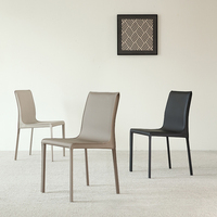 Ensemble de meubles de salon et de salle à manger de design italien moderne, chaise de salle à manger en cuir rembourrée avec pieds en acier inoxydable