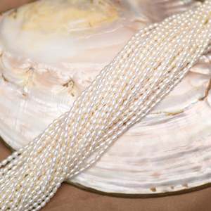 ลูกปัดมุกธรรมชาติสีขาวทรงเมล็ดข้าวฟ่าง ขนาด 2-2.5 มม. น้ำหนัก 30 กรัม ยี่ห้อ WENCHI 1060 แสงสว่าง สำหรับงาน DIY ที่กำลังดำเนินการ - Product Image 1