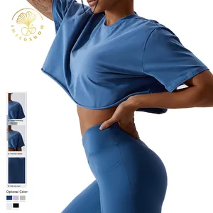 Custom Oversized 100% Cotton Crew Neck Casual Plain Blank Crop Top Tshirts For Women