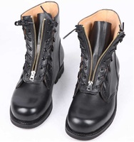Bottes de combat tactiques en cuir véritable noir